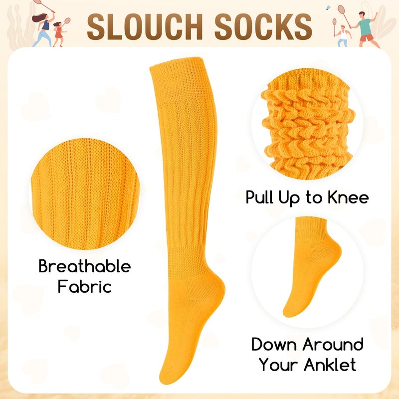 Zmart Women Slouch Socks - Cozy Scrunch Socks, 80s Style in White, Black, Orange & Cream - Image 4